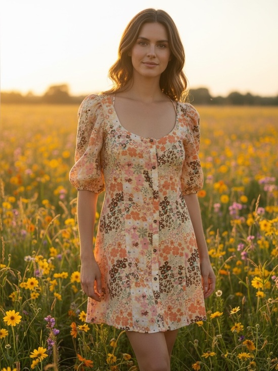 Free People Dresses & Skirts - Brand new with tags! Free People Floral Mini Dress in Yellow and Orange